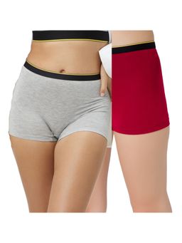 Bummer - Womens Solid Micro Modal Boyshorts Panties Combo (Pack of 2)