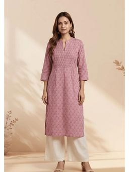 PANCHRANGA - Purple Rose Veil Pintuck Cotton Kurta
