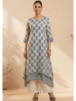 PANCHRANGA - Blue Bluebell Whisper Mulmul Layered Kurta