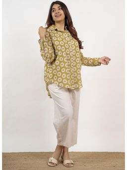 The Indian Ethnic Co. - Ruhi Green Batik MulMul Anit-Fit Shirt