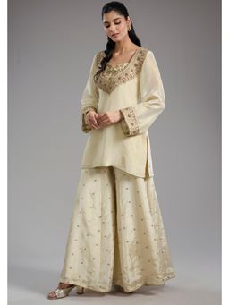 Studio A - Ivory Tissue Dori Hand Embroidery Sharara with Kurta