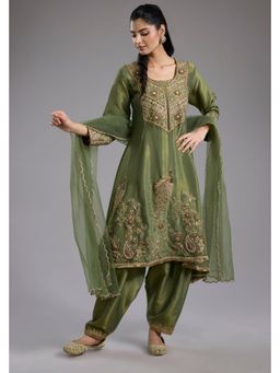 Studio A - Green Tissue Anarkali with Salwar and Dupatta