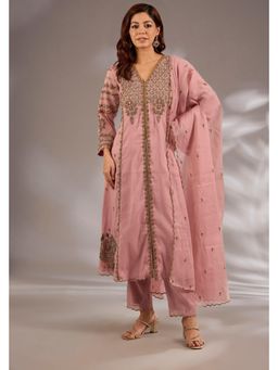 Studio A - Pink Mul Chanderi Base with Hand Embroidery Anarkali Kurta with Pant and Dupatta