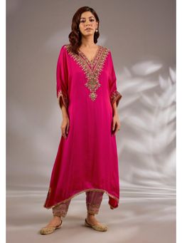 Studio A - Magenta A-Line Satin Organza Base with Dori Hand Embroidery Kurta with Salwar