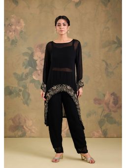 Studio A - Black Indowestern In Georgette with Handwork Kurta with Pant