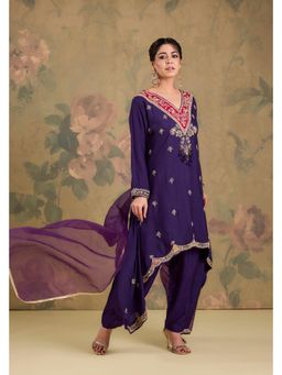 Studio A - Blue Silk Flared Handwork Kurta with Salwar and Dupatta
