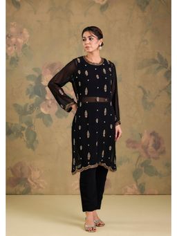 Studio A - Black Georgette Fabric Stone Work Kurta with Pant