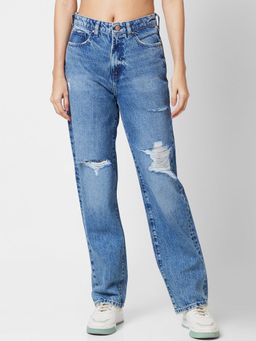 Spykar - Women Mid Blue Straight Fit Regular Jean