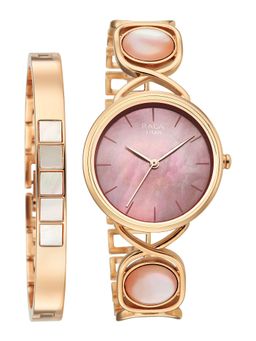 Titan - Raga Power Pearls 2.0 Quartz Analog Pink Dial Watch & Bracelet - 2810WM02F (M)