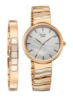 Titan - Raga Power Pearls 2.0 Quartz Analog White Dial Watch & Bracelet - 2810WM03F (M)