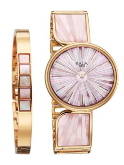 Titan - Raga Power Pearls 2.0 Quartz Analog Pink Dial Watch & Bracelet - 95226WM02F (M)