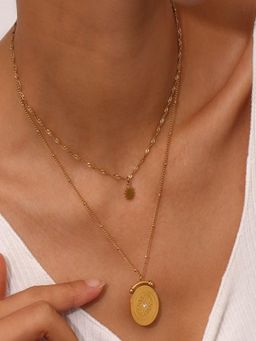 AQUASTREET - White 18K Gold Plated White Stones Necklace