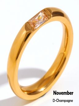AQUASTREET - Peach 18K Gold Plated Stones Ring