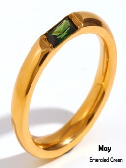 AQUASTREET - Green 18K Gold Plated Stones Ring