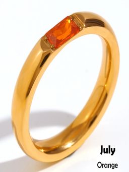 AQUASTREET - Orange 18K Gold Plated Stones Ring