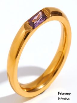 AQUASTREET - Purple 18K Gold Plated Stones Ring