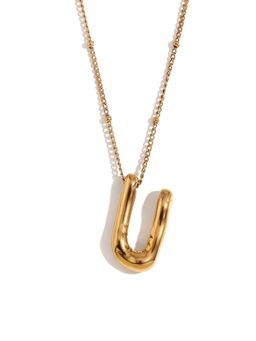AQUASTREET - Gold Plated Statement Letter U Necklace