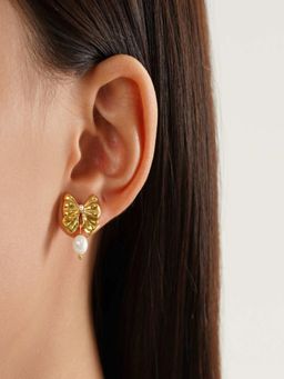 AQUASTREET - White Gold Plated Pearl Pair Of Earrings