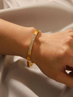 AQUASTREET - White Gold Plated Stones Bangle Bracelet