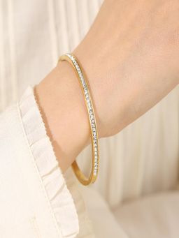 AQUASTREET - White Gold Plated Stones Bangle Bracelet