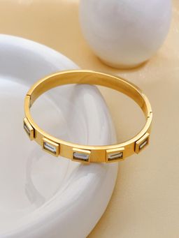 AQUASTREET - White Gold Plated Stones Bangle Bracelet