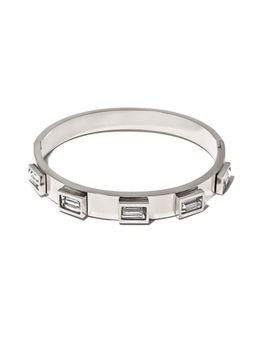 AQUASTREET - White Silver Plated Stones Bangle Bracelet