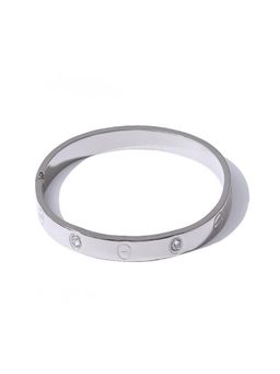 AQUASTREET - White Silver Plated Stones Bangle Bracelet