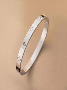 AQUASTREET - White Plated Stones Bangle Bracelet