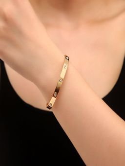 AQUASTREET - White Gold Plated Stones Bangle Bracelet