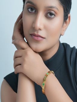 AQUASTREET - Green Gold Plated Contemporary Bangle Bracelet
