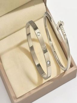 AQUASTREET - White Silver Plated Stones Bracelets