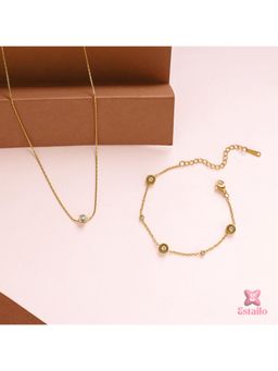 ESTAILO FASHION - White Stones Jewellery Set