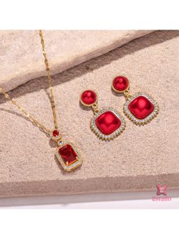 ESTAILO FASHION - Red Stones Jewellery Set