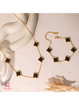ESTAILO FASHION - Black Contemporary Jewellery Set