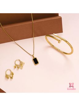 ESTAILO FASHION - Black Minimal Jewellery Set