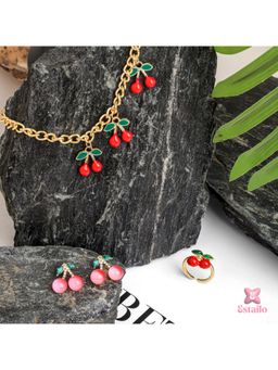ESTAILO FASHION - Red Contemporary Jewellery Set