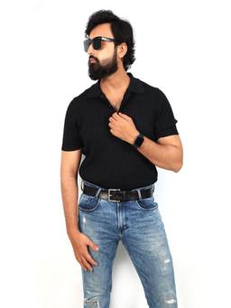 Berbanto - Black Hand Painted Leather Belt