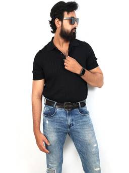 Berbanto - Black Hand Painted Leather Belt