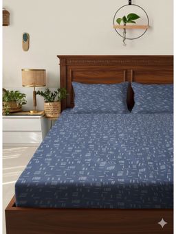 BAJO'S - Blue Cotton Fitted Bedsheet (King)