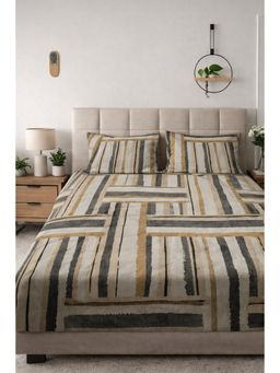 BAJO'S - Multi-Color Cotton Abstract Fitted Bedsheet (King)