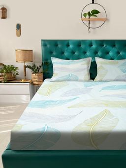 BAJO'S - Multi-Color Leaf Cotton Fitted Bedsheet (King)