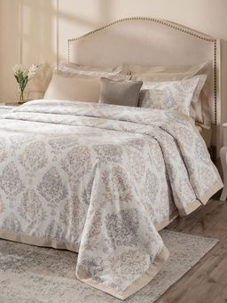 Maspar - Beige Cotton Ethnic Printed Bedding Set (King)