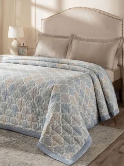Maspar - Blue Cotton Ethnic Printed Double Bed Quilt (Double)