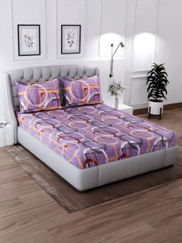 Signature - Purple Super Soft Glace Cotton Bedsheet with 2 Pillow Covers (Double)