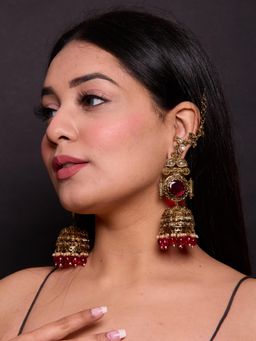 Amreli Jaipur - Gold Ear Chain Jhumkas
