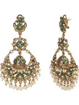 Amreli Jaipur - Jadau Green Chandbali Earrings