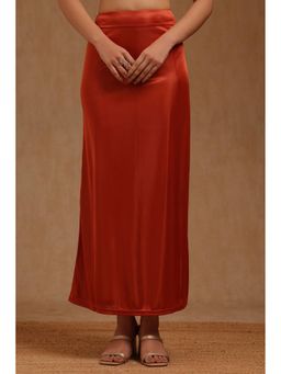 Soch - Womens Rust Spandex Solid Saree Shapewear