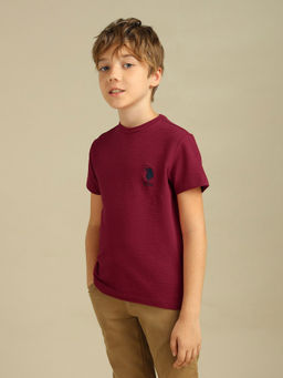 U.S. POLO ASSN. - Boys Maroon Logo Textured T-Shirt