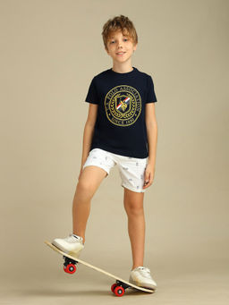 U.S. POLO ASSN. - Boys Brand Navy Blue Print Cotton T-Shirt