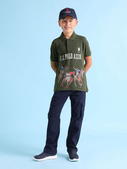 U.S. POLO ASSN. - Green Boys Graphic Print Polo T-Shirt